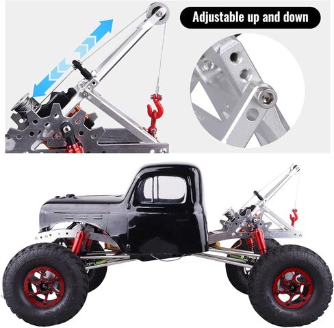 HobbyPark RC Crawler Tow Rig Crane 1/10 Scale Winch Stent Rescue Wrecker Kit Trailer Tow Hook for TRX4 SCX10 II Capra LCG Chassis Frame DIY Parts Updates (Black) in Kuwait