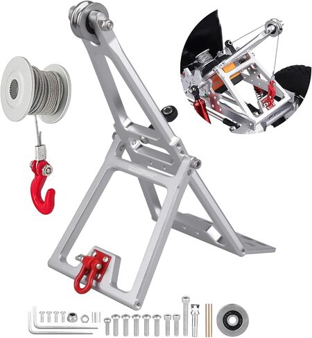 HobbyPark RC Crawler Tow Rig Crane 1/10 Scale Winch Stent Rescue Wrecker Kit Trailer Tow Hook for TRX4 SCX10 II Capra LCG Chassis Frame DIY Parts Updates (Black) in Kuwait