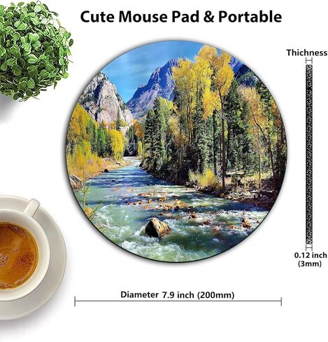 Retro Blue and Beige Floral Print Art Round Mouse Pad, Vintage Oriental Persian Design Circular Mouse Pads in Saudi Arabia