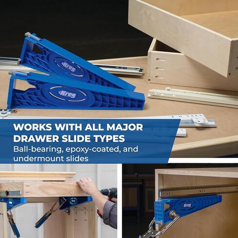 Kreg KHI-Slide Drawer Slide Jig - Drawer Slide Jig Kit - Drawer Slide Tool - for Cabinets, Drawers, Desks & More - Easily Install Drawer Slides - Set of 2 in Kuwait