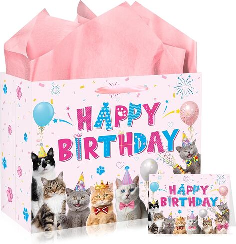 EoBeCy Horse Birthday Gift Bags for Girls: Pink Happy Birthday Gift Bag with Tissue Paper and Greeting Card, Western Cowgirl Wrapping Paper for Bithday Party Supplies in Saudi Arabia