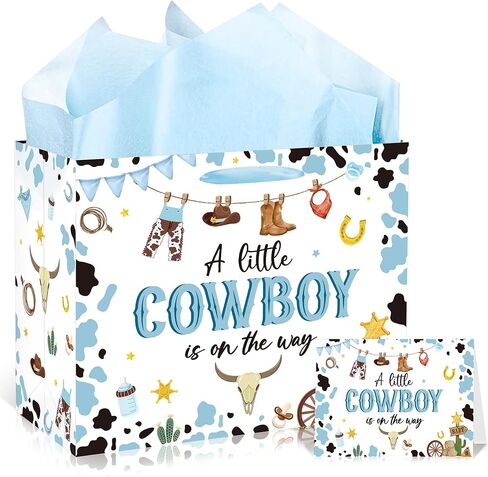 EoBeCy Horse Birthday Gift Bags for Girls: Pink Happy Birthday Gift Bag with Tissue Paper and Greeting Card, Western Cowgirl Wrapping Paper for Bithday Party Supplies in Saudi Arabia