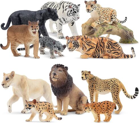 تماثيل Toymany 6pcs النمور البيضاء واقعية مع أشبال النمر ، 2-6 "حيوانات الغابة ، مجموعة الأسرة تشمل نمور الأطفال ، وعقد كعكة التعليمية هدية عيد ميلاد عيد ميلاد للأطفال الصغار in Kuwait
