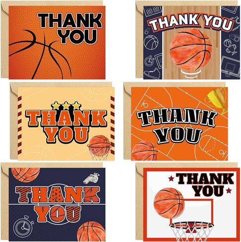 Fancy Land Basketball Thank You Cards 24 Pack Kids Thank You Notes Greeting Cards with Envelopes Birthday Teacher Gift in Saudi Arabia