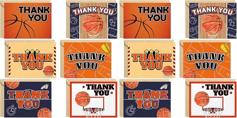 Fancy Land Basketball Thank You Cards 24 Pack Kids Thank You Notes Greeting Cards with Envelopes Birthday Teacher Gift in Saudi Arabia