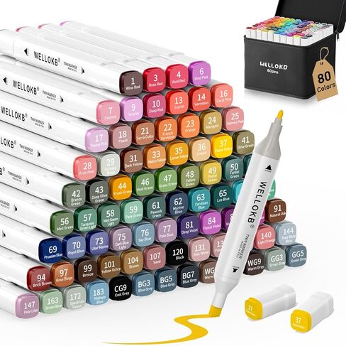 Alcohol Markers, 100 Colors Dual Tip Art Markers for Coloring, Drawing, Illustrations, Book Painting, Alcohol Based Markers with Carrying Case for Adult Kids in Saudi Arabia