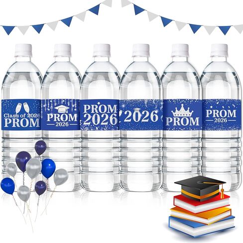 Graduation Prom Water Bottle Label - COcnny 120pcs Prom Party Decorations Stickers Congrats Grad Supplies, Class of 2025 Bottle Wrappers Sticker Decor for College School Celebration (Black Sliver) in Saudi Arabia