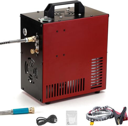 Portable pcp air compressor 4500psi 300bar 12v DC or 110v AC with power supply,oil&water free,high pressure PCP Compressor Pump for Air Gun and Paintball/Scuba Tank in Kuwait