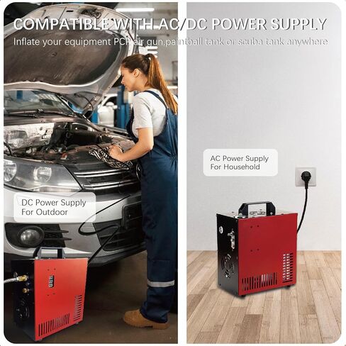 Portable pcp air compressor 4500psi 300bar 12v DC or 110v AC with power supply,oil&water free,high pressure PCP Compressor Pump for Air Gun and Paintball/Scuba Tank in Kuwait