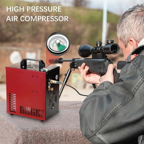 Portable pcp air compressor 4500psi 300bar 12v DC or 110v AC with power supply,oil&water free,high pressure PCP Compressor Pump for Air Gun and Paintball/Scuba Tank in Kuwait