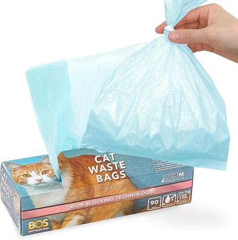 BOS BOS -OROR -SEALING CAT POOP FACS لـ PET SANDS & KITTY - أكياس التخلص - رائحة ورائحة مجانية [الحجم: L ، اللون: أزرق فاتح] (60 ، حزمة 2) ★ عبوة جديدة تمامًا !! ★ ليس بطانة صندوق القمامة in Kuwait