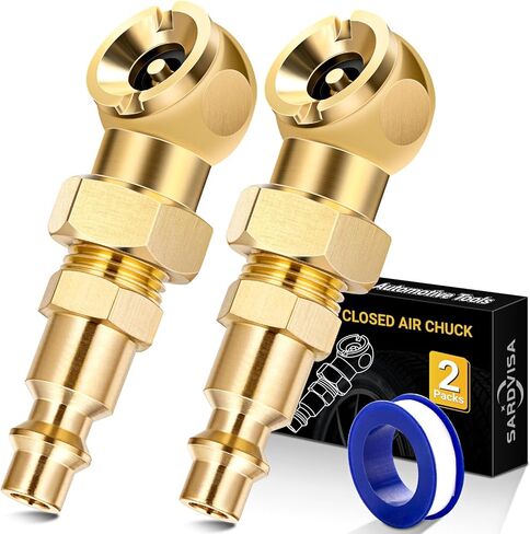 SARDVISA 2-Packs Portable Air Chucks，Brass Closed Ball Air Chuck with 1/4" NPT Standard Quick Plug, Tire Inflator Gauge Nozzle for Air Compressor Accessories in Kuwait