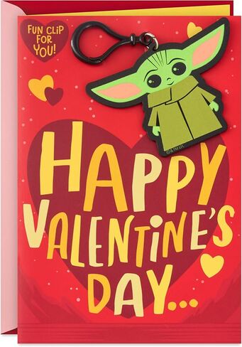 Hallmark Star Wars Valentines Day Card للطفل مع مقطع حقيبة ظهر قابلة للإزالة (Baby Yoda) ، مايو 4th in Saudi Arabia
