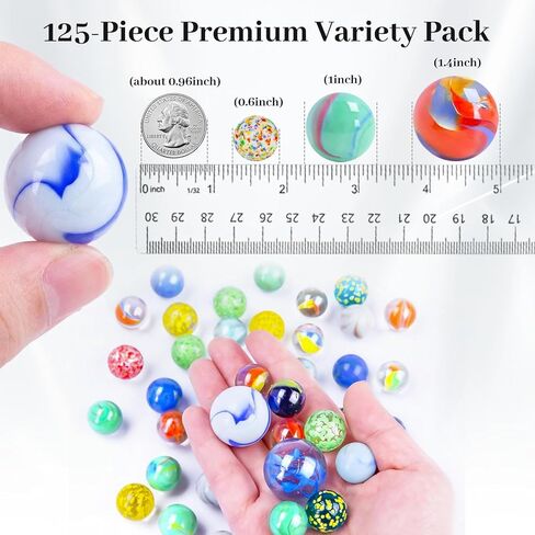 Shindel 125PCS Marbles Games for Kids, Assorted Size Glass Marbles Bulks for Run Games Home Decoration in Kuwait
