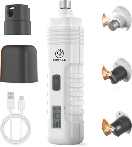 Dog Nail Grinder Professional Pets, 3-Speed Electric Quiet Dog Nail Grinder, Rechargeable Dog Nail Trimmers - with 2 LED Lights/2 Grinder Wheels, for Small, Medium, Large Dogs (Orange) in Kuwait