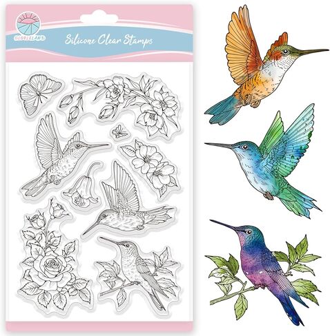 GLOBLELAND Hummingbird Clear Stamps for Card Making Spring Birds Flowers Silicone Clear Stamps Greetings Transparent Stamps Seal for DIY Scrapbooking Embossing Photo Album Decor in Saudi Arabia