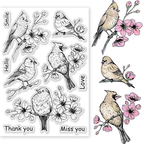 GLOBLELAND Hummingbird Clear Stamps for Card Making Spring Birds Flowers Silicone Clear Stamps Greetings Transparent Stamps Seal for DIY Scrapbooking Embossing Photo Album Decor in Saudi Arabia