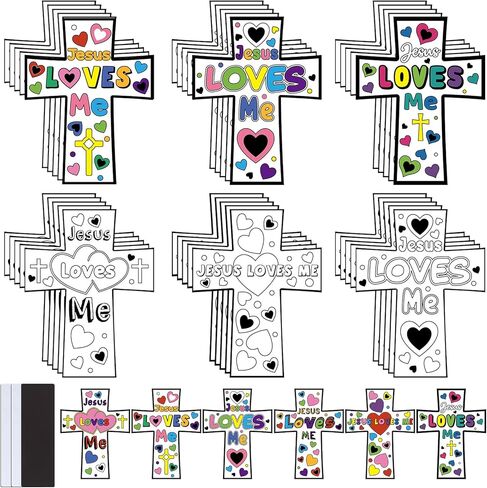 30 Sets Christian Crafts for Kids Religious Sunday School Craft Jesus Loves Me Color Your Own DIY Ornaments for Sunday Classroom Art Party Home Activities in Kuwait