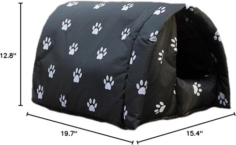 منزل القط في الهواء الطلق للقطط الخارجية والمشردين ، والمرحلي ، ومأوى في فصل الشتاء مع ميزات مقاومة للرياح ومقاومة للماء ومرتبة مبطنة من نسيج أكسفورد الدافئ (أسود ، م) in Kuwait