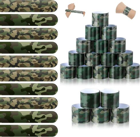 100 Pcs Kids Camo Slap Bracelets 5 Styles Assorted Army Slap Wristbands Snap Bracelets Green Camouflage Military for Camo Theme Kids Adult Army Party Birthday Classroom Prizes Birthday Gift in Kuwait