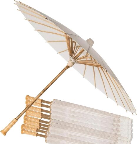 32" Paper Umbrellas for Weddings bamboo Handle Parasol Umbrella Decorative for sun Handmade Oil Paper Parasol Painting Umbrella for Bridal Party Decor White 10PK in Saudi Arabia