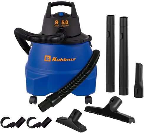 Koblenz WD-2L Portable Wet Dry Vacuum, 2-Gallon 2 PHP Suction Plus Blower Vacuum Cleaner for Liquids, Dust, Pet Hairs, 10' Reach, Ideal for Home, Car, Garage, Shop, Accessories Included, Blue/Black in Saudi Arabia