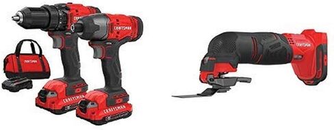 Craftsman V20 Max Cordless Drill and Impact Driver ، مجموعة التحرير والسرد أداة مع بطاريتين وشاحن (CMCK200C2AM) in Kuwait