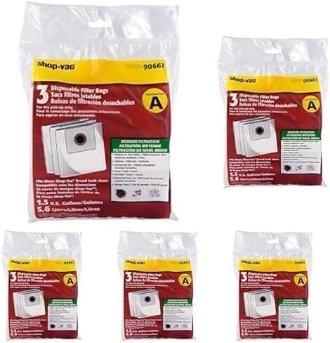 Shop-Vac 9066733 Disposable Filter Bags, Fits 1-1.5 Gallon Tanks, Dry Pick Up Only, White, (3-Pack) in Saudi Arabia