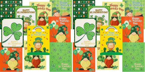 Fancy Land St.Patrick's Day Cards with Envelopes 24 Pack Glitter Shamrock Cards Blank Inside Party Supply Green Cards in Saudi Arabia