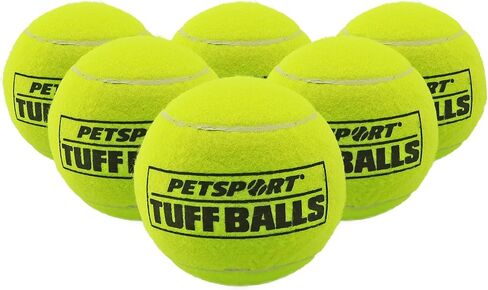 Petsport USA 4 "كرات Tuff العملاقة للكلاب الكبيرة [الحيوانات الأليفة آمنة غير سامة لكرات التنس للقوة لممارسة الرياضة ، وتدريب وقت اللعب والتدريب على الكلاب] (6 حزمة) in Kuwait