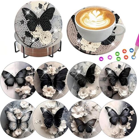 8 PCS Diamond Art Coasters with Holder Cactus Diamond Painting Coasters Kit للبالغين المبتدئين DIY Diamond Art Dot Coasters Diamond Art Painting Kits. 4 × 4 بوصة in Kuwait