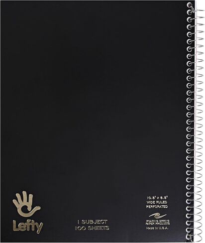 Roaring Spring Lefty Spiral Notebook, Wide Ruled One Subject Left Handed Notebook, 10.5" x 8.5", 100 Sheets, Assorted Color Covers in Kuwait
