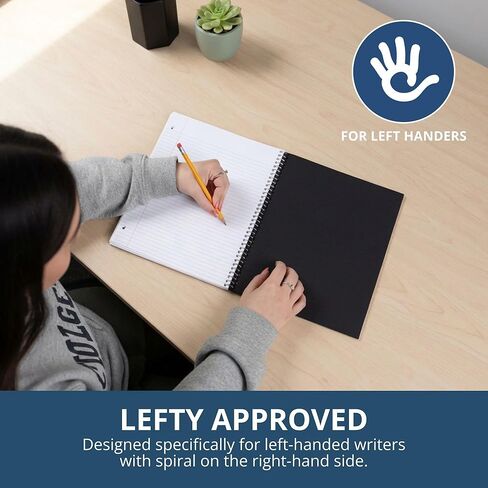 Roaring Spring Lefty Spiral Notebook, Wide Ruled One Subject Left Handed Notebook, 10.5" x 8.5", 100 Sheets, Assorted Color Covers in Kuwait