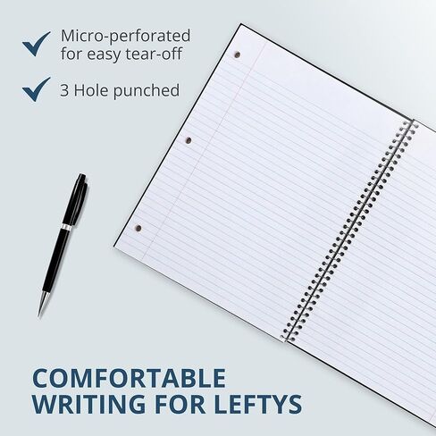 Roaring Spring Lefty Spiral Notebook, Wide Ruled One Subject Left Handed Notebook, 10.5" x 8.5", 100 Sheets, Assorted Color Covers in Kuwait