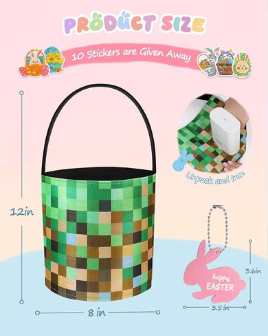 Swooflia Cute Bunny Easter Basket for Kids - Personalized Large Felt Bags with Detachable Ears My First Tote Bucket Name Tag Easter Egg Hunts, Gift for Girls Boys Toddler Baby in Saudi Arabia