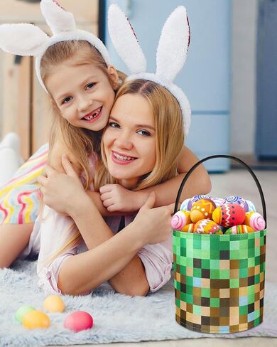 Swooflia Cute Bunny Easter Basket for Kids - Personalized Large Felt Bags with Detachable Ears My First Tote Bucket Name Tag Easter Egg Hunts, Gift for Girls Boys Toddler Baby in Saudi Arabia