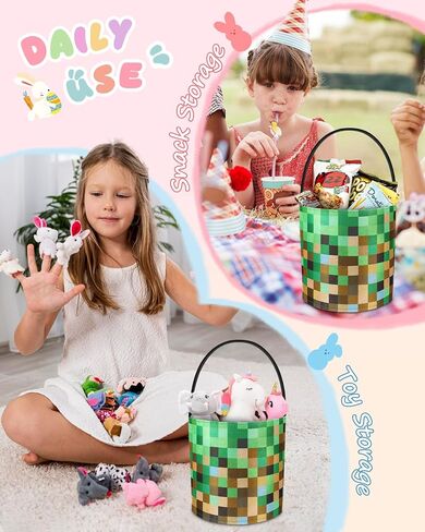 Swooflia Cute Bunny Easter Basket for Kids - Personalized Large Felt Bags with Detachable Ears My First Tote Bucket Name Tag Easter Egg Hunts, Gift for Girls Boys Toddler Baby in Saudi Arabia