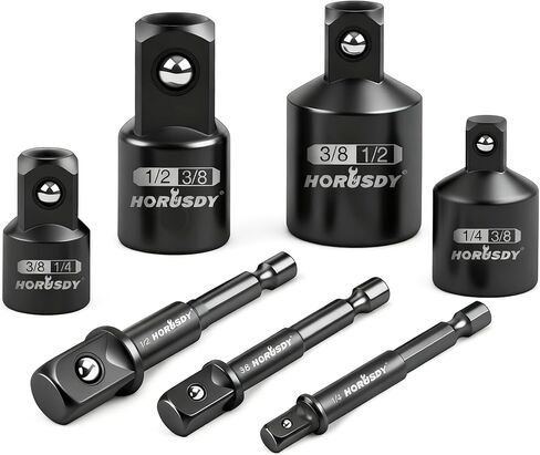 HORUSDY 7-Piece Power Drill Impact Sockets Adapter Set, Hex Shank Socket to Drill Adapter 1/4" 3/8" 1/2" Impact Driver Adapter in Kuwait