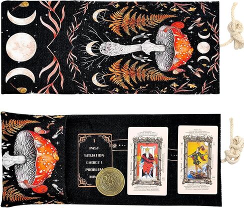 Knana Tarot Card Holder - Linen Tarot Card Case, Tarot Card Bag with Tarot Coin, Tarot Card Storage, Tarot Accessories, Suitable for Most Sizes of Tarot Cards, Oracle Cards (Sun Moon) in Kuwait