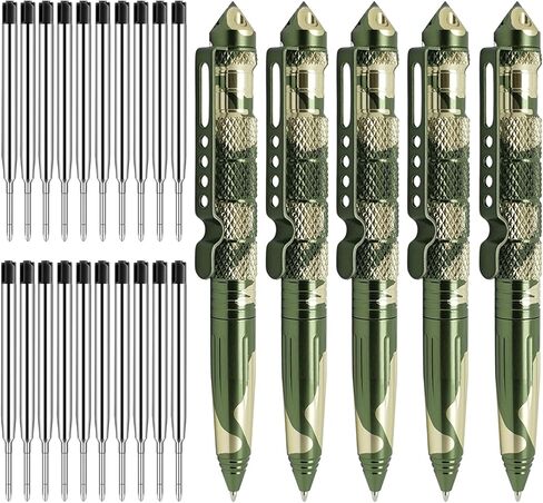 Origin-Joy 3 Pack Tactical Pens Self Defense, Military EDC Tactical Enforcement Gear, Personal Survival Cool Metal Pen Gifts for Men, Police and Army (AL01-Green Camouflage) in Kuwait