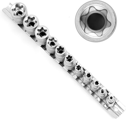 HORUSDY Torx Socket Set | 34-Piece Torx Bit Socket Set | S2 Steel Socket | Solid Star & Tamper Proof | T6 ~ T70 in Kuwait