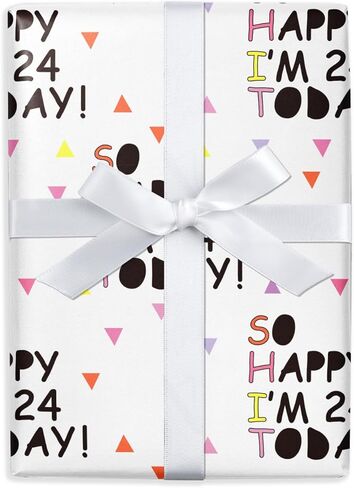 LeZakaa 22nd Birthday Wrapping Paper Roll, Pink SO HAPPY I'M 22 TODAY!, for Age 22 Girls, Women, Adults, Friends Birthday Holiday Party Gift Wrap Mini Roll, 17 inches x 16.4 Feet (23.2 sq.ft.) in Kuwait