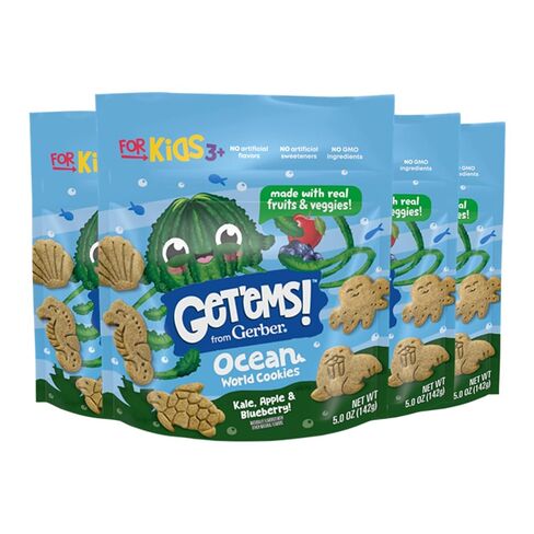 Get'ems! from Gerber, Snacks for Kids, Pizza Space Crackers, Made with Real Veggies & Fruits, Iron & Vitamin E - 4 pack in Kuwait