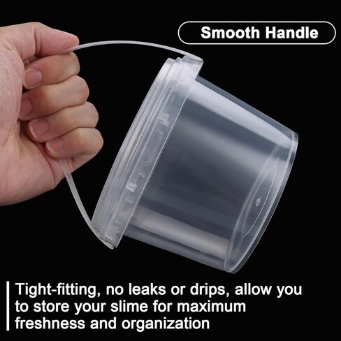 80 PCS 10 oz Slime Containers with Lids and Handles, Plastic 300ml Storage Bucket Containers, Clear Slime Storage Case for Slime DIY Art Craft, Pigment, Small Tools, Part Material in Kuwait