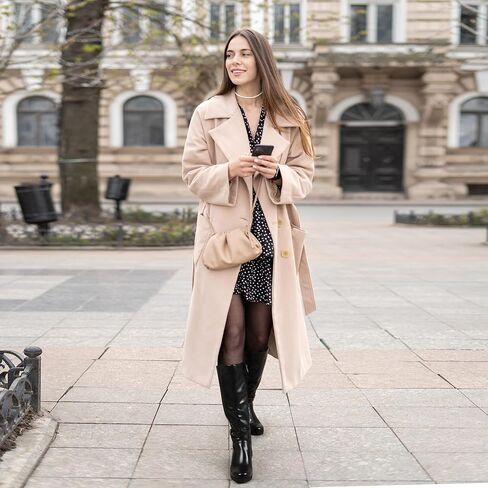 حذاء ErikenUrben نسائي برقبة عالية للركبة وكعب مكتنز وإبزيم للساق وسحاب in Kuwait