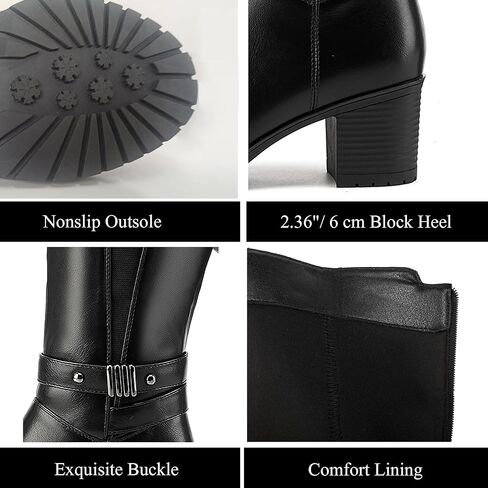 حذاء ErikenUrben نسائي برقبة عالية للركبة وكعب مكتنز وإبزيم للساق وسحاب in Kuwait