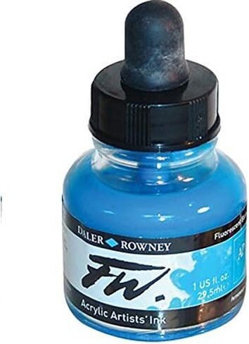 Daler-Rowney FW Acrylic Ink Bottle Fluorescent Orange - Versatile Acrylic Drawing Ink for Artists and Students - Permanent Calligraphy Ink - Archival Ink for Illustrating and More in Saudi Arabia