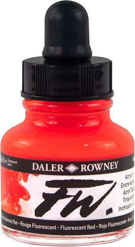 Daler-Rowney FW Acrylic Ink Bottle Fluorescent Orange - Versatile Acrylic Drawing Ink for Artists and Students - Permanent Calligraphy Ink - Archival Ink for Illustrating and More in Saudi Arabia