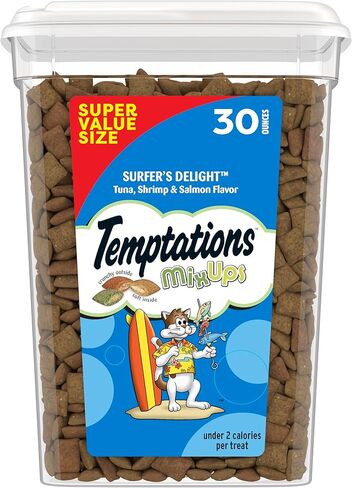 Temptations MixUps Surfer's Delight Flavor Crunchy and Soft Cat Treats, 30 oz. Tub in Kuwait