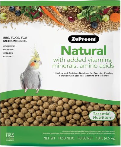 ZuPreem FruitBlend Bird Pellets, Daily Bird Food for Cockatiel, Lovebird, Quaker, Small Conure, Lorikeet, Core Nutrition for Medium Birds, Cockatiel Pellets, Conure Food (M, 2 lb) in Kuwait